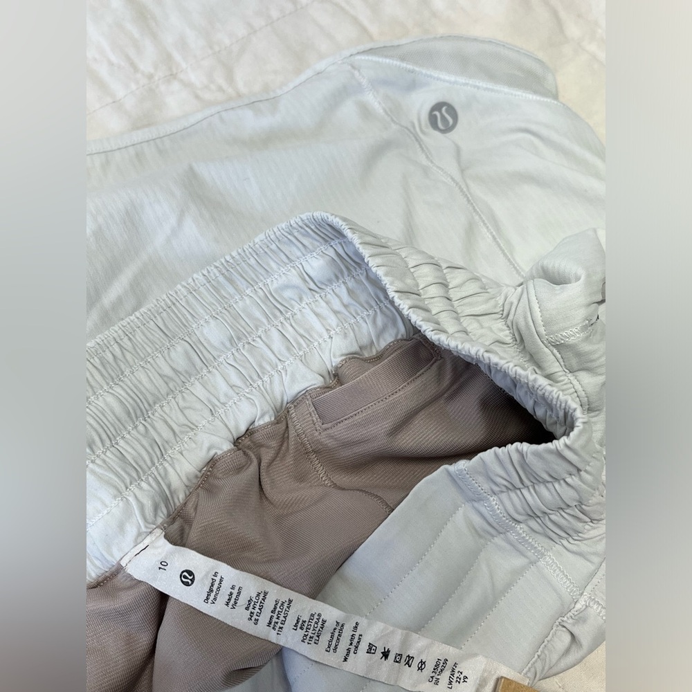 Lululemon white running shorts, size 10